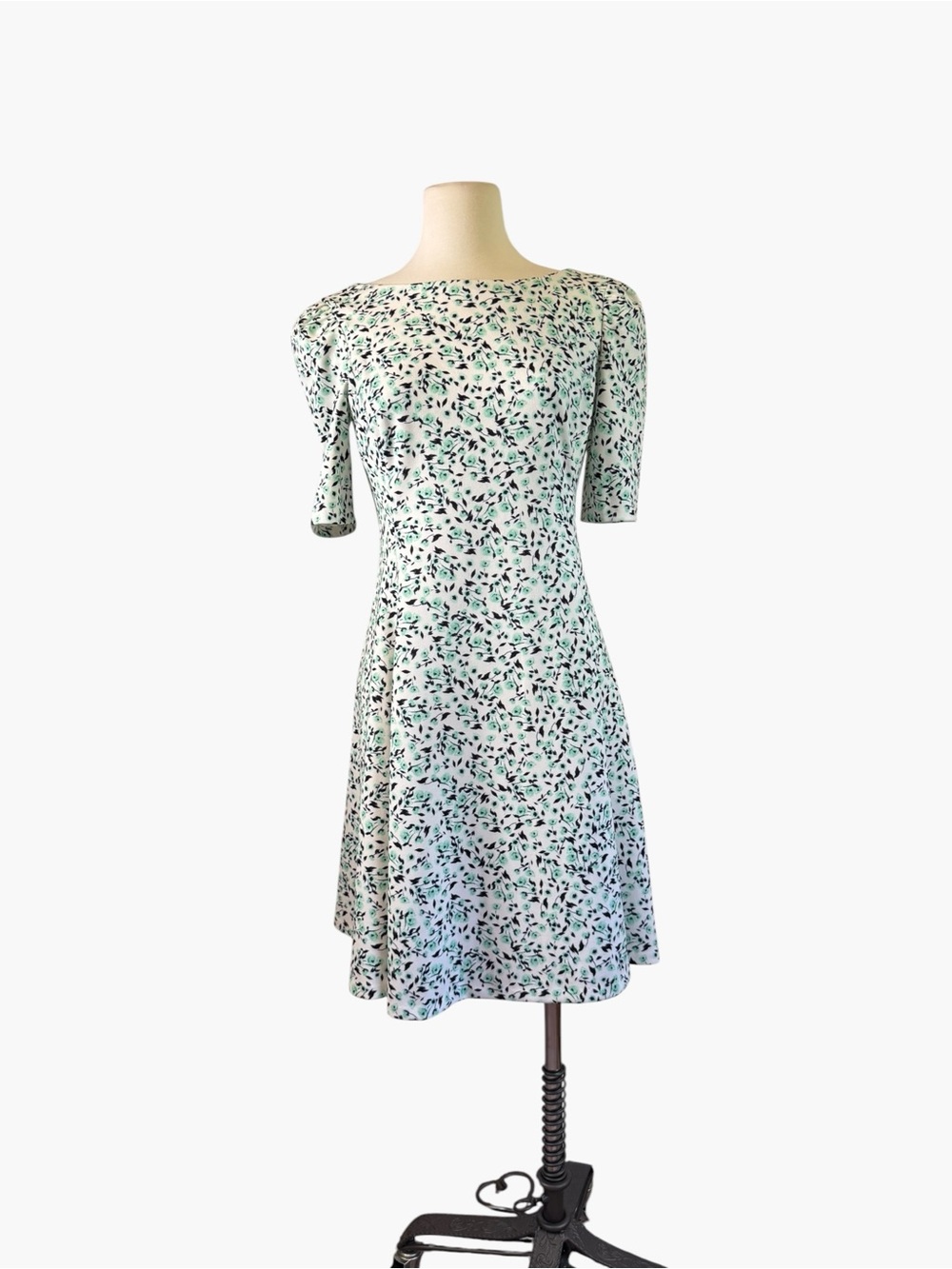 DKNY Mint Floral Midi Dress - Green & blue Print